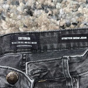 Cotton-On Stretch Mom Jeans Faded Black Size 8
